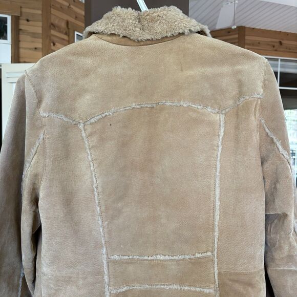 Barn Coat Women M Leather Suede & Fleece Shearling Lined Boho Vntg St Johns Bay - Picture 10 of 15